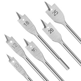 6 Pièces Mèches Plates Plate Forets Plats pour Bois 10mm 12mm 16mm 18mm 20mm 25mm Mèche à Bois Plate pour Le Travail du Bois Arge