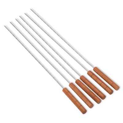 MSV 4 Pics à Brochettes Chromés - Manche En Bois - Parfait Pour Barbecue Et Apéro