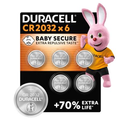 6 piles bouton CR 2032 - Duracell - 3V
