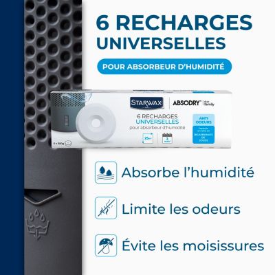 6 recharges de 500g universelles pour absorbeur d'humidité Starwax