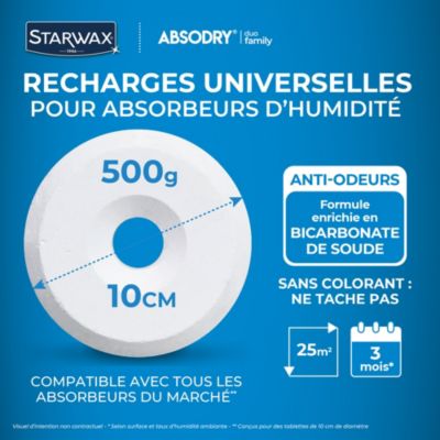 6 recharges de 500g universelles pour absorbeur d'humidité Starwax