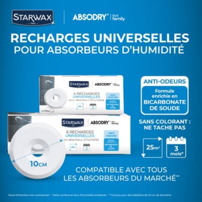 6 recharges de 500g universelles pour absorbeur d'humidité Starwax