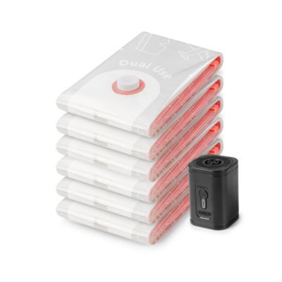 6 sacs de rangement sous vide taille S 60 x 40 cm + pompe portable Compactor