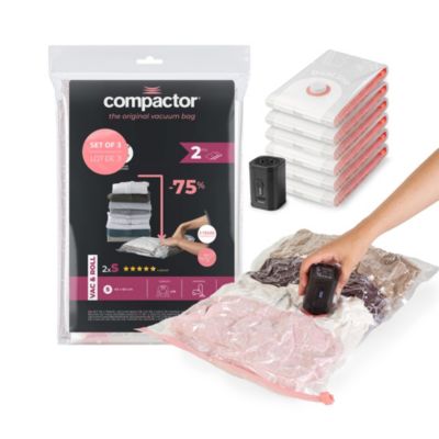 6 sacs de rangement sous vide taille S 60 x 40 cm + pompe portable Compactor