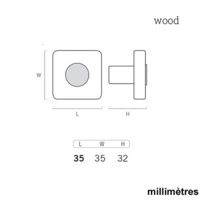 6 Un. bouton poignées de meuble pour  bébé carré bois rose SHABBY CHIC 35x35MM pour tiroir commode et armoire