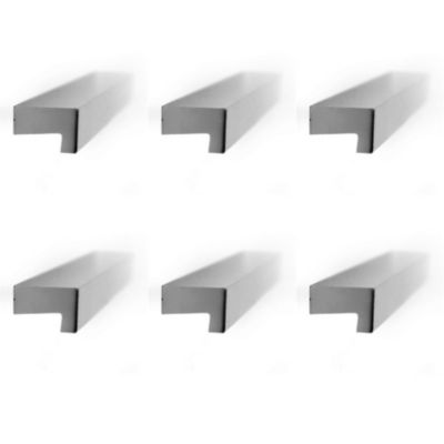 6 Un. poignées de meuble cuisine et salle de bain profil  aluminium anodisé Ext. 150X12MM - - entraxe  128MM
