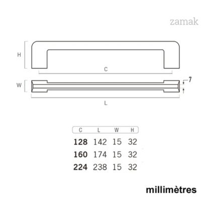 6 Un. poignées de meuble en 160MM chromé mat  cuisine porte tiroir armoire
