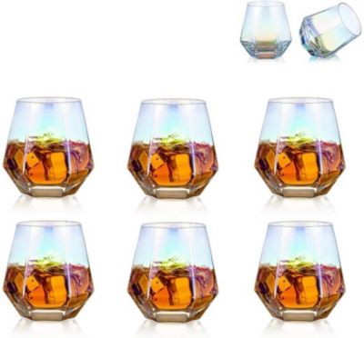 6 Verres à Whisky Géométriques Inclinés 50 Diamant