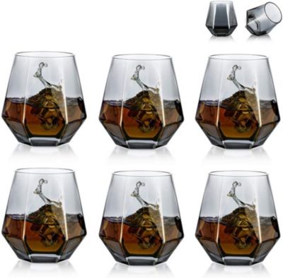 6 Verres à Whisky Géométriques Inclinés Fond Lourd