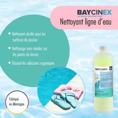 6 x 1 L Baycinex Nettoyant Ligne D'eau Pour Piscine, Nettoyant Alcalin, Dissout Les Salissures Organiques Et Graisses