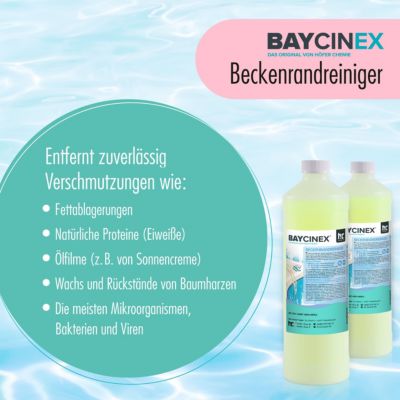 6 x 1 L Baycinex Nettoyant Ligne D'eau Pour Piscine, Nettoyant Alcalin, Dissout Les Salissures Organiques Et Graisses