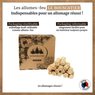 60 à 70 allume-feu laine de bois et cire 100% naturel pour cheminée poêle four a pizza cuisinière Barbecue brasero