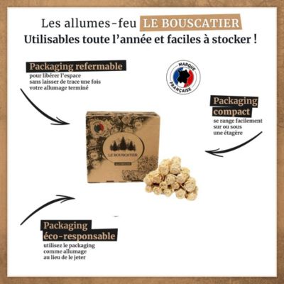 60 à 70 allume-feu laine de bois et cire 100% naturel pour cheminée poêle four a pizza cuisinière Barbecue brasero