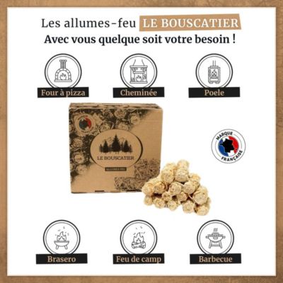 60 à 70 allume-feu laine de bois et cire 100% naturel pour cheminée poêle four a pizza cuisinière Barbecue brasero