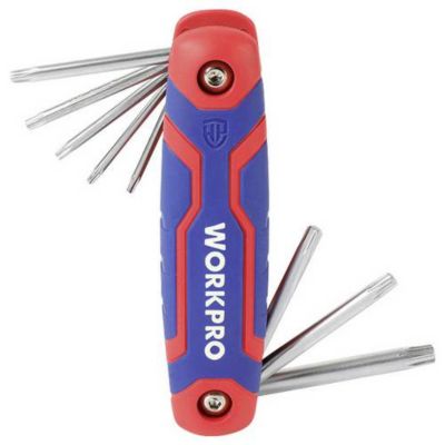 Jeu de clés mâles coudées TORX 8 pièces T9 T40 acier chrome vanadium support pliable