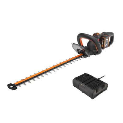 WORX Nitro Taille Haies sans Fil 40V WG286E Lame Double Action 61 cm écartement 27 mm Moteur Brushless Poignée Pivotante Fourreau de Protection livré avec 2 Batteries 20V 2Ah Chargeur Rapide