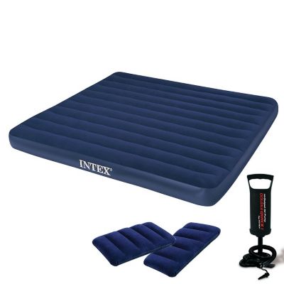 Intex Matelas gonflable Classic Downy + gonfleur inclus - 2 places large Bleu - vue 3