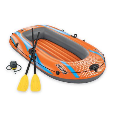 Bateau Gonflable pour 1 Adulte et 1 Enfant Bestway Kondor Elite 2000 Raft 196x106x31 cm avec 2 Rames et Gonfleur a Pied Inclus