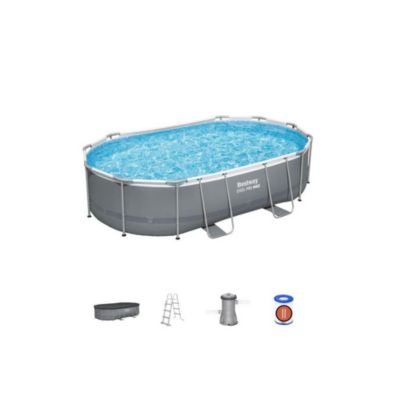 Kit Piscine hors sol tubulaire BESTWAY Steel Pro Max™ 488 x 305 x 107 cm Ovale Filtre à cartouche échelle - vue 2