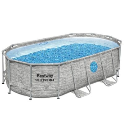 Kit Piscine hors sol tubulaire BESTWAY Steel Pro MAX™ 427 x 250 x 100 cm Ovale Filtre a cartouche échelle bâche 1 c - vue 3