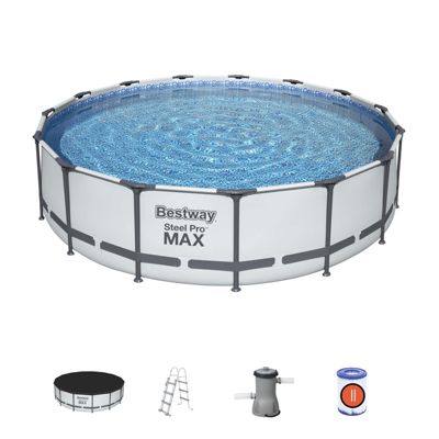 Piscine Hors sol Tubulaire Bestway Steel Pro Max 457x107 cm Epurateur a Cartouche de 3 028 L/H Bache et Echelle