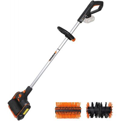 Autolaveuse de sol extérieure Worx WG441E.9 20V avec brosses interchangeables pour le nettoyage des terrasses et des joints