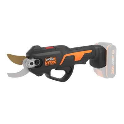 WORX NITRO Sécateur sans Fil 20V WG330E.9 Brushless Coupe 25 mm 1500 coupes en une charge double protection compact et léger Lames haute résistance SK5 livré sans batterie ni chargeur