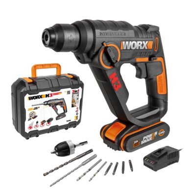 Marteau Perforateur WORX WX390.1 – 3 En 1, 20V, 1,2J, 2 Batteries 2Ah