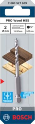 Foret bois acier Ø.2 x .61mm Bosch Pro Wood