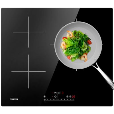 Plaque de cuisson induction 3 foyers 6200W L59xP52cm booster 9 niveaux  minuterie verrouillage enfant Ciarra CD3BBIH
