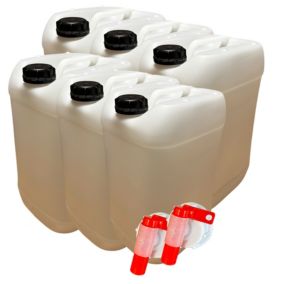 6x Bidon Jerrican Plastique 25 L litres Blanc Bouchon DIN 61 Liquides Alimentaires et Chimiques Ergonomique Empilable Réutilisable