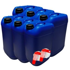 6x Bidon Jerrican Plastique 25 L litres Bleu Bouchon DIN 61 Liquides Alimentaires et Chimiques Ergonomique Empilable Réutilisable