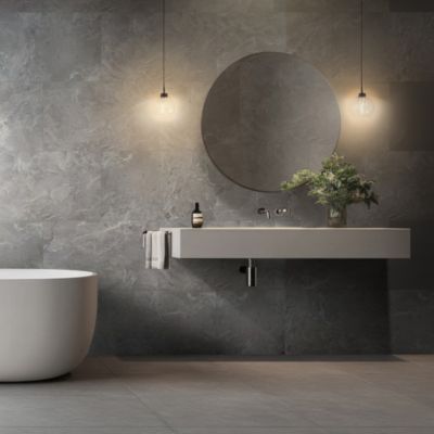 7 dalles murales PVC effet pierre grise brillant L.75 x l.45 cm x Ép.3,6 mm Dumaplast Inspiro Gloss Mirage
