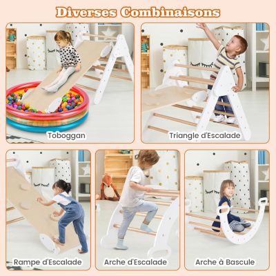 LIFEZEAL 7 en 1 Set d'escalade Montessori avec Rampe Réversible, Arche