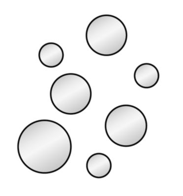 7 miroirs ronds noirs, différentes tailles Mpglass
