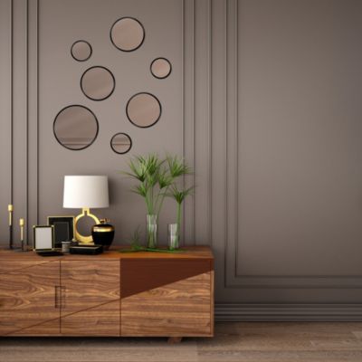 7 miroirs ronds noirs, différentes tailles Mpglass