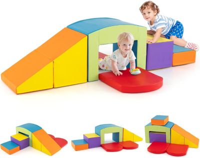 7 PCS Parcours de Motricité Bébé, avec Remplissage en EPE, Jouets Montessorris Éducatifs pour Enfants 12 Mois+ (Multicolore)