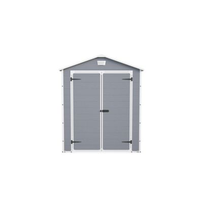 Abri de jardin + plancher Keter Manor en résine coloris gris et blanc ép.16 mm surface extérieure 2,04 m²
