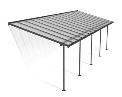 Pergola adossée Sierra Palram Canopia aluminium et polycarbonate gris 3 x 9,2m
