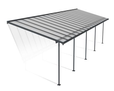 Pergola adossée Sierra Palram Canopia aluminium et polycarbonate gris 3 x 10,4m