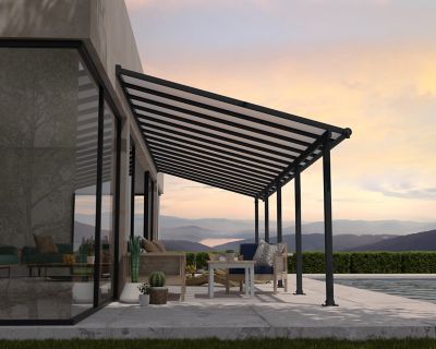 Pergola adossée fixe aluminium Canopia by Palram Olympia gris 3 x 9,15 m
