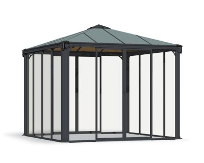 Tonnelle de jardin fermée autoportante Ledro 3.6x3.6m Gris