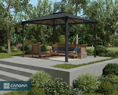 Tonnelle autoportante aluminium et toit polycarbonate Canopia by Palram Martinique 3,6 x 2,96 m