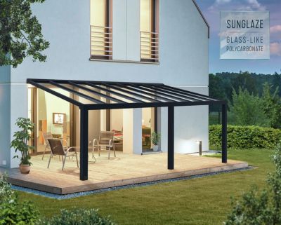 Pergola adossée Canopia Stockholm 3.4 x 6.6m Gris anthracite