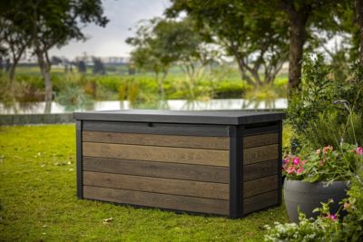 Coffre de jardin WALNUT Signature en r?sine effet bois - coloris noyer - 380L - KETER
