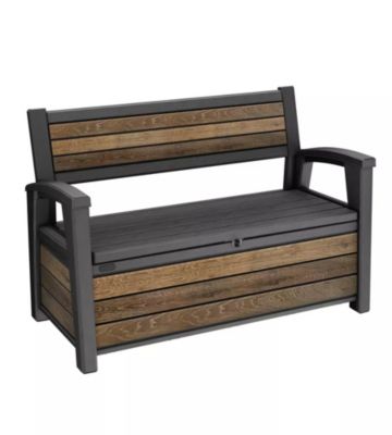 Banc d'extérieur Otto Walnut avec coffre de rangement en résine coloris noyer 227L Keter