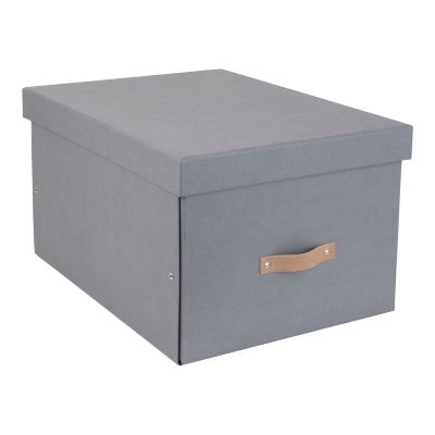 Boîte de rangement rectangulaire avec couvercle Tora coloris gris