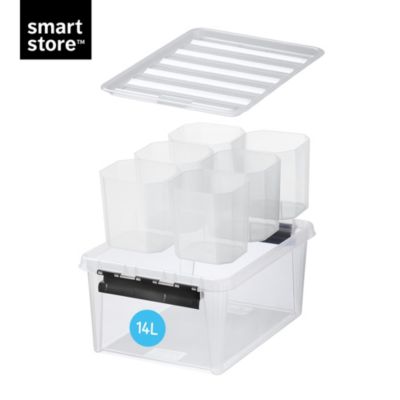 Boîte de rangement 14L empilable SmartStore Classic 15 Orthex P. 40 cm transparent avec 6 compartime