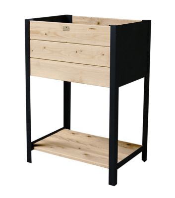 Carré potager bois et zinc noir 36 x 36 x h.72 cm