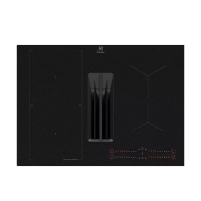 Table de cuisson aspirante induction 70cm 4feux 7350kw noir Electrolux KCC73443CZ